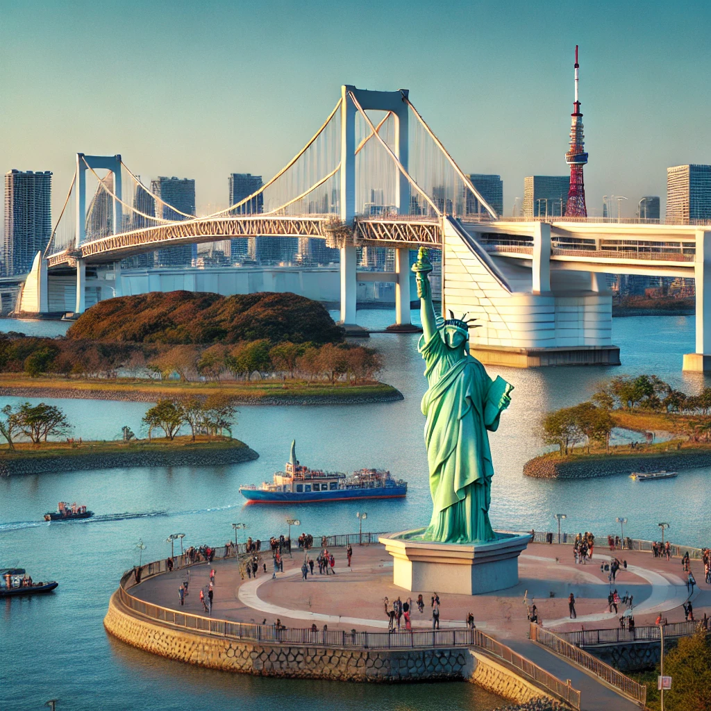 台場是東京灣上的一座人造島嶼，這裡有許多現代化的建築和娛樂設施。