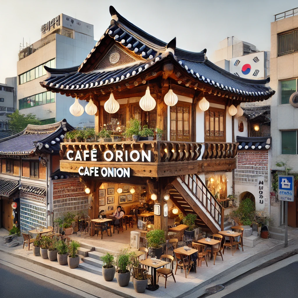 Café Onion 安國店以其獨特的韓屋風格和現代設計相結合而聞名